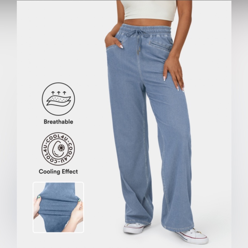 HalaraMagic™ High Waisted Washed Stretchy Knit Wide Leg Casual Jeans